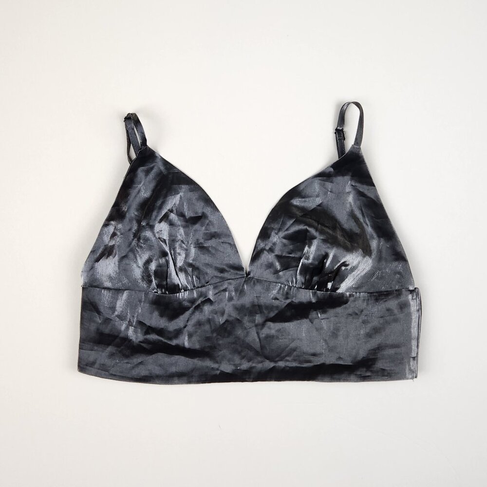 NWT Re:named Silver Metallic Bralette Crop Top sz L